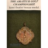 Amateur Golf Championship Semi-Finalist Bronze medal – undated blank back – mf&g overall 9’x 7’.