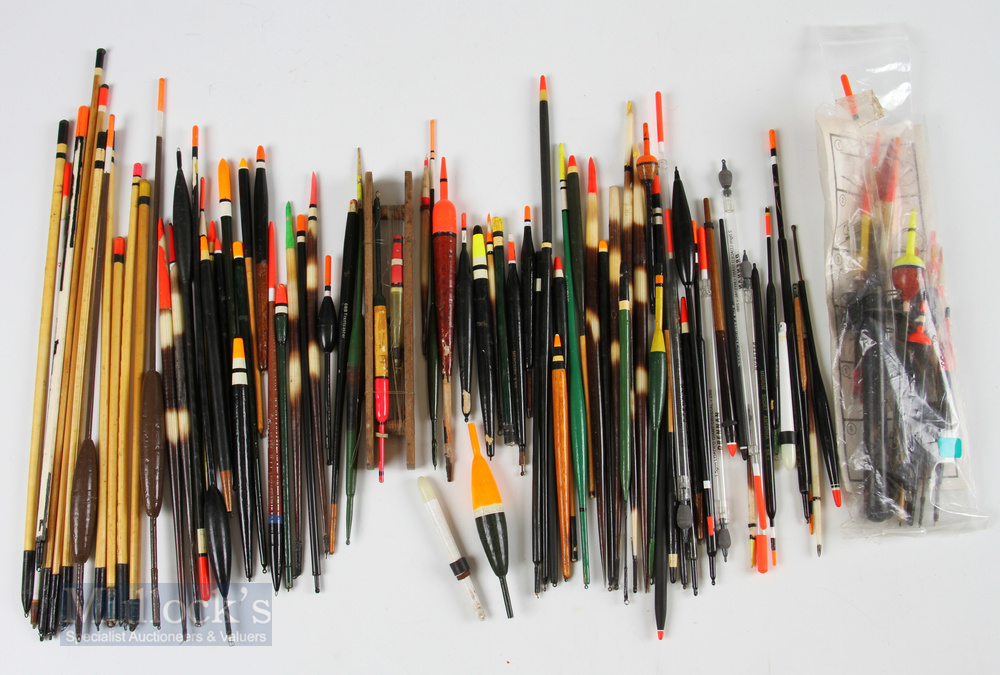 Large Selection of Fishing Floats including modern examples and quills, all ready to fish