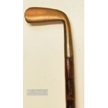 Interesting Sunday Golf Walking Stick – fitted with bronzed lofted iron head handle with unusual