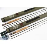 2x Snowbee Diamond Carbon Fly Rods 8ft 3 piece and 7ft 3 piece, both line 3/4#, both in cordura