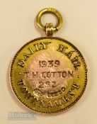 1939 PGA Daily Mail Tournament 9ct gold medal won by Henry Cotton Open Golf Champion – engraved on