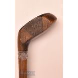 Early Sunday Golf walking stick fitted with wood handle - stamped with the initials P G H to the