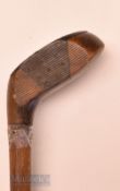 Early Sunday Golf walking stick fitted with wood handle - stamped with the initials P G H to the