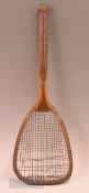 Scarce Slazenger ‘Demon’ wooden fishtail ‘flat top’ tennis racket stamped with ‘Demon’ motif to