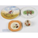 Golfing Ceramics (4) – Crown Ducal comical golfing design plate, (crazed), W&R Carlton Ware golfer