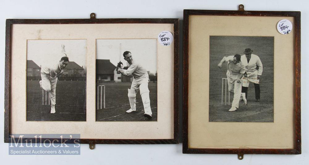 c1950s Bedser Signed Photographs (3) – one with Bedser bowling at Day 1 of England v Australia - Image 2 of 2