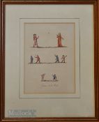 Interesting early etching titled “Games with the Ball” including golf – extract from the Strutts