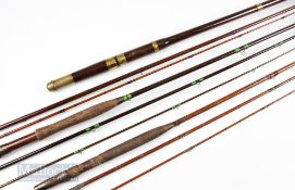 J McCubbin Greenheart Fly Rod 13ft 3 piece with brass fittings and drop line rings, with another
