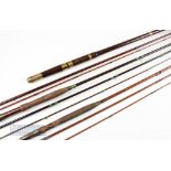 J McCubbin Greenheart Fly Rod 13ft 3 piece with brass fittings and drop line rings, with another