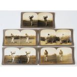 Collection of 5x early Famous US Champion Golfers Stereo View Real Photograph Cards – players incl