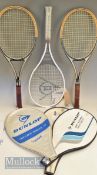 3x Dunlop Tennis Rackets – Vibrotech McEnroe Power 90, unused with attached label, and 2x John