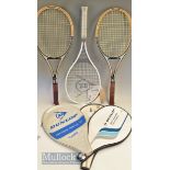 3x Dunlop Tennis Rackets – Vibrotech McEnroe Power 90, unused with attached label, and 2x John