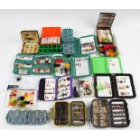 17x Small Fly Boxes and Flies incl Streamworks, Lureflash, Scierra and Snowbee containing 200+