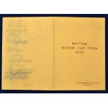 Rare 1935 British Ryder Cup Team Pre Match signed programme before leaving for USA – played at