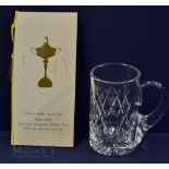 1989 Ryder Cup Golf Gala Ball signed dinner menu and cut glass half pint tankard (2) - the menu