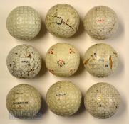 9x various used square mesh and dimple golf balls – The Skellum (heat crack), XL Challenger with