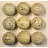 9x various used square mesh and dimple golf balls – The Skellum (heat crack), XL Challenger with