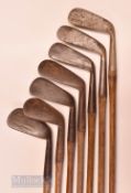 7x various irons to incl St Andrew Golf Co mashie, Aucterlonie Special Iron, D Adams Glasgow,