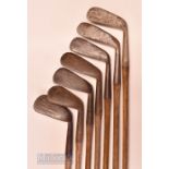 7x various irons to incl St Andrew Golf Co mashie, Aucterlonie Special Iron, D Adams Glasgow,