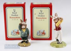 2 Royal Doulton Golfing Bunnykins Figures – Golfer Bunnykins DB255 and Bogey Bunnykins DB32, tallest
