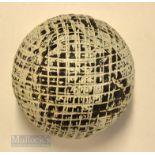 Gutta Percha Golf Ball – square line mesh pattern stamped possibly J Tiers Ball? c/w flat spot for