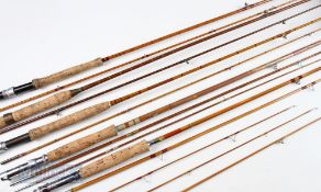 5x Split Cane Fishing Rods – Redpath Co “The Tweed” 8ft 6in 2 piece, tip 3in short, suction joint