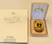 Rare 2008 Ryder Cup gold plated and enamel money clip given to players and officials & menu (2)