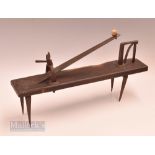 Late 19th early 20th century Knurr & Spell ball game launcher – comprising horizontal wooden plank