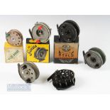 Mixed Centrepin Fishing Reel Selection (6) incl J W Young & Son “The Seldex” 3 ½” twin handled