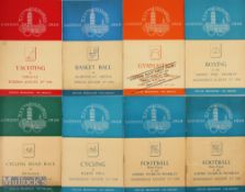 1948 London Olympics Programmes featuring Yachting 10th Aug, Basketball 6th Aug, Boxing 11th Aug,