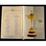 Scarce 1995 Ryder Cup Golf fully signed Farewell Dinner menu – played at Oak Hill Rochester New York