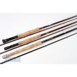 3x Fibreglass Rods – Farlow’s Farlight Reservoir Special 9ft 3 piece, line 8, with sliding reel seat