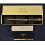 2001 Ryder Cup Gifts (2) – Arthur Price England Silver Plated Letter Opener in maker’s original box;
