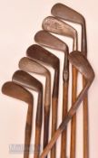 8x various irons incl Tom Trapp Shirley Park 1 iron (delofted, shortened), A Kirkald sovereign