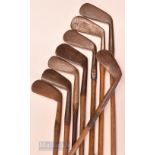 8x various irons incl Tom Trapp Shirley Park 1 iron (delofted, shortened), A Kirkald sovereign