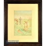Golfing Water Colour c1920 - English School - based on “It’s The Plus Fours” featuring golfers and