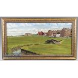 Bill Waugh – St Andrews signed golfing giclee canvas - The Swilcan Bridge St Andrews – ltd ed no