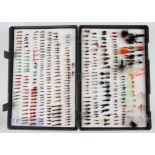 Large Double Sided Fly Box with 400+ Trout Flies incl nymphs, lures, buzzers etc, box size 13” x