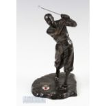 1940s British Red Cross Bobby Jones style Spelter Golfing Figure Prize trophy – mounted on a