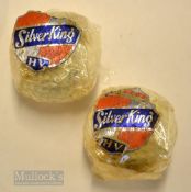 2x Silver King HV wrapped dimple golf balls – both in cellophane wrappers and makers labels