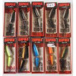 10x Rapala Jointed Boxed Lures – 5x J-7 S silver colour, J-7 P perch, J-7 B blue, J-7 GFR gold