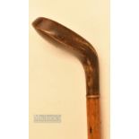 Period Sunday Golf Walking Stick – fitted with large brown wood handle stamped with the initials T.F