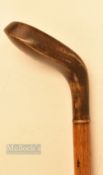 Period Sunday Golf Walking Stick – fitted with large brown wood handle stamped with the initials T.F