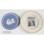 Wedgwood Jasper Ware Man on the Moon Commemorative Plate together with a Royal Doulton fine hotel