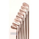 Fine set of Tom Stewart Henry Cotton Signature Irons c late 1930s – 8x irons nos. 2-9 with punched