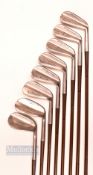 Fine set of Tom Stewart Henry Cotton Signature Irons c late 1930s – 8x irons nos. 2-9 with punched
