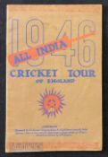 1946 All India Cricket Tour of England Programme, Foreword by Sir Samuel Runganadham, 32 pages