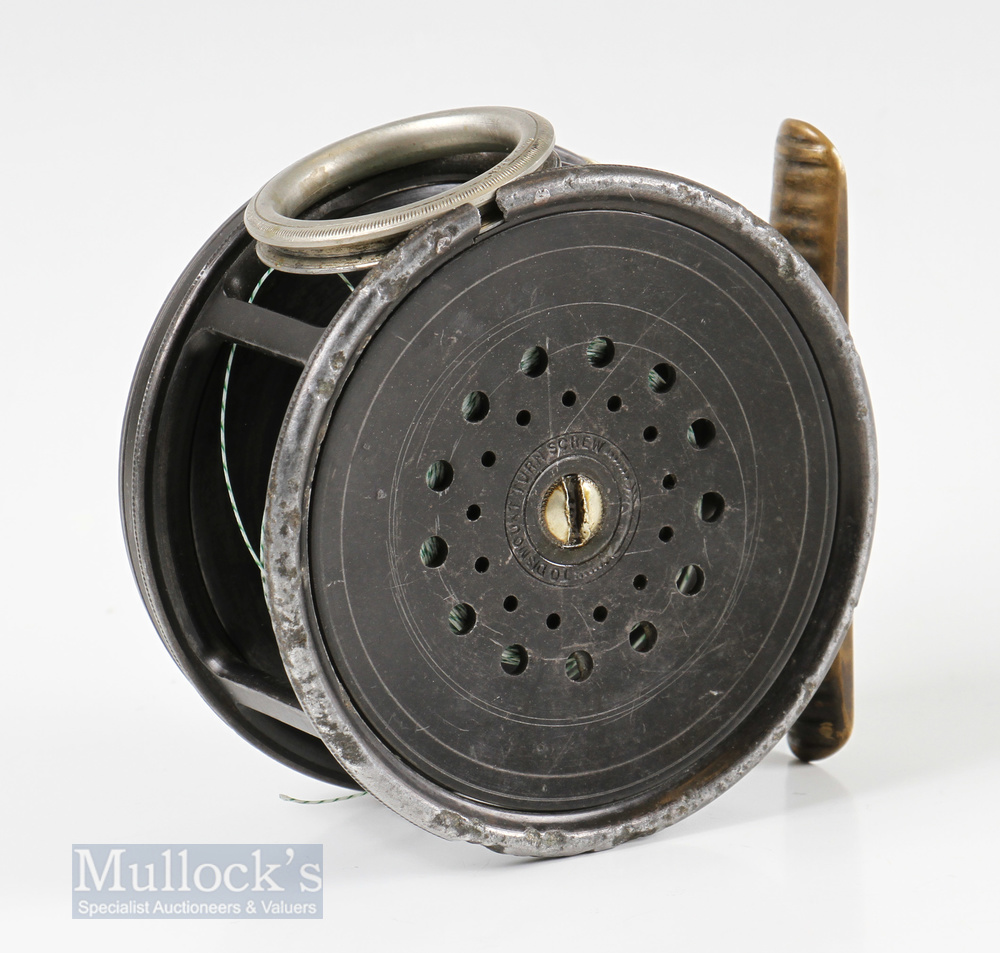 Hardy Bros Perfect 3 ¾” Duplicated Mk2 Wide Drum Salmon Fly Reel with rim tension regulator, black