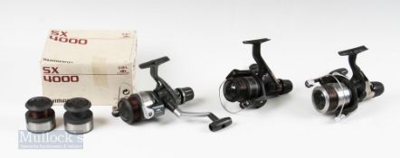 3x Shimano Spinning Reel – SX4000 reel with 2 spare spools with original box, Alivio 4000RA and
