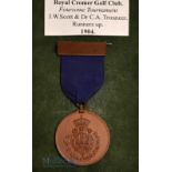 1904 Royal Cromer Golf Club Foursomes Tournament Bronze Medal – Runners Up c/w blue ribbon and